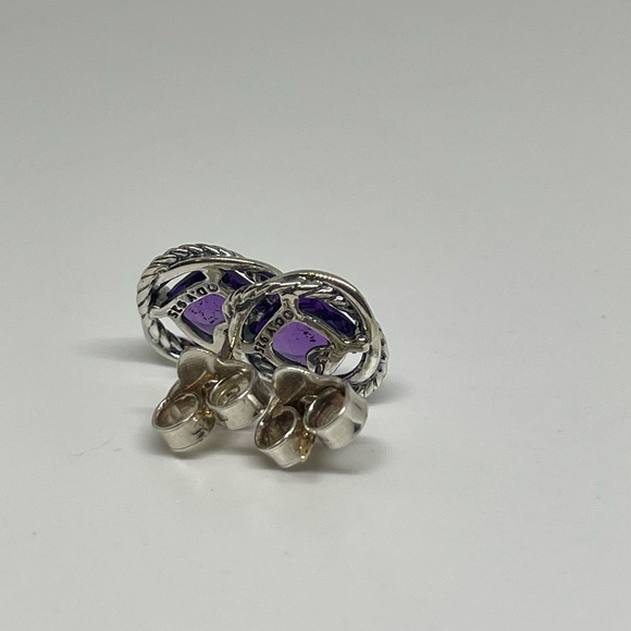David Yurman Sterling Silver Infinity Earrings with Amethyst - Picture 3 of 9